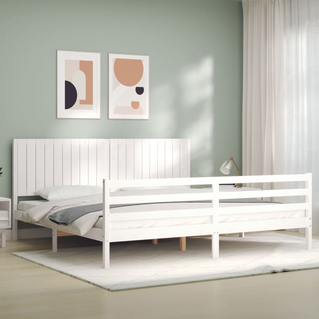 vidaXL Estructura de cama con cabecero madera maciza blanco 200x200 cm