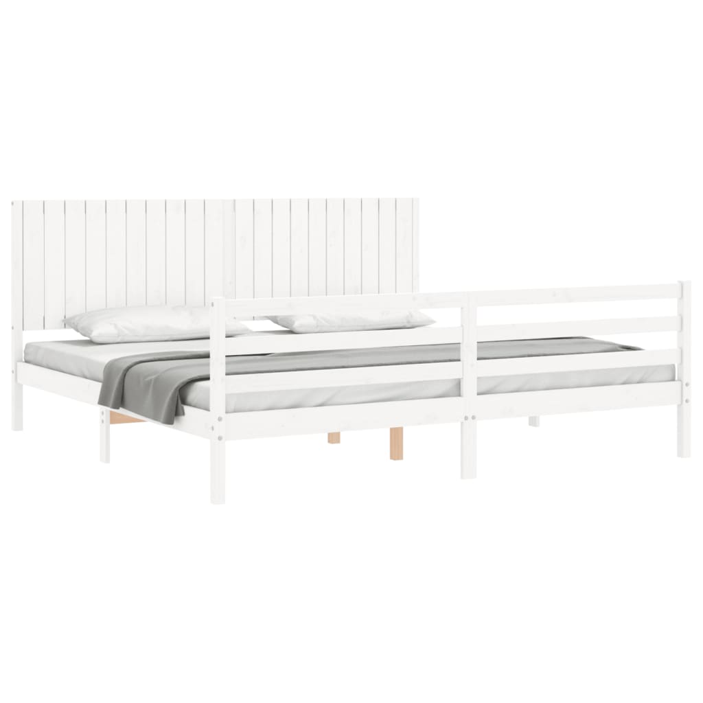 vidaXL Estructura de cama con cabecero madera maciza blanco 200x200 cm