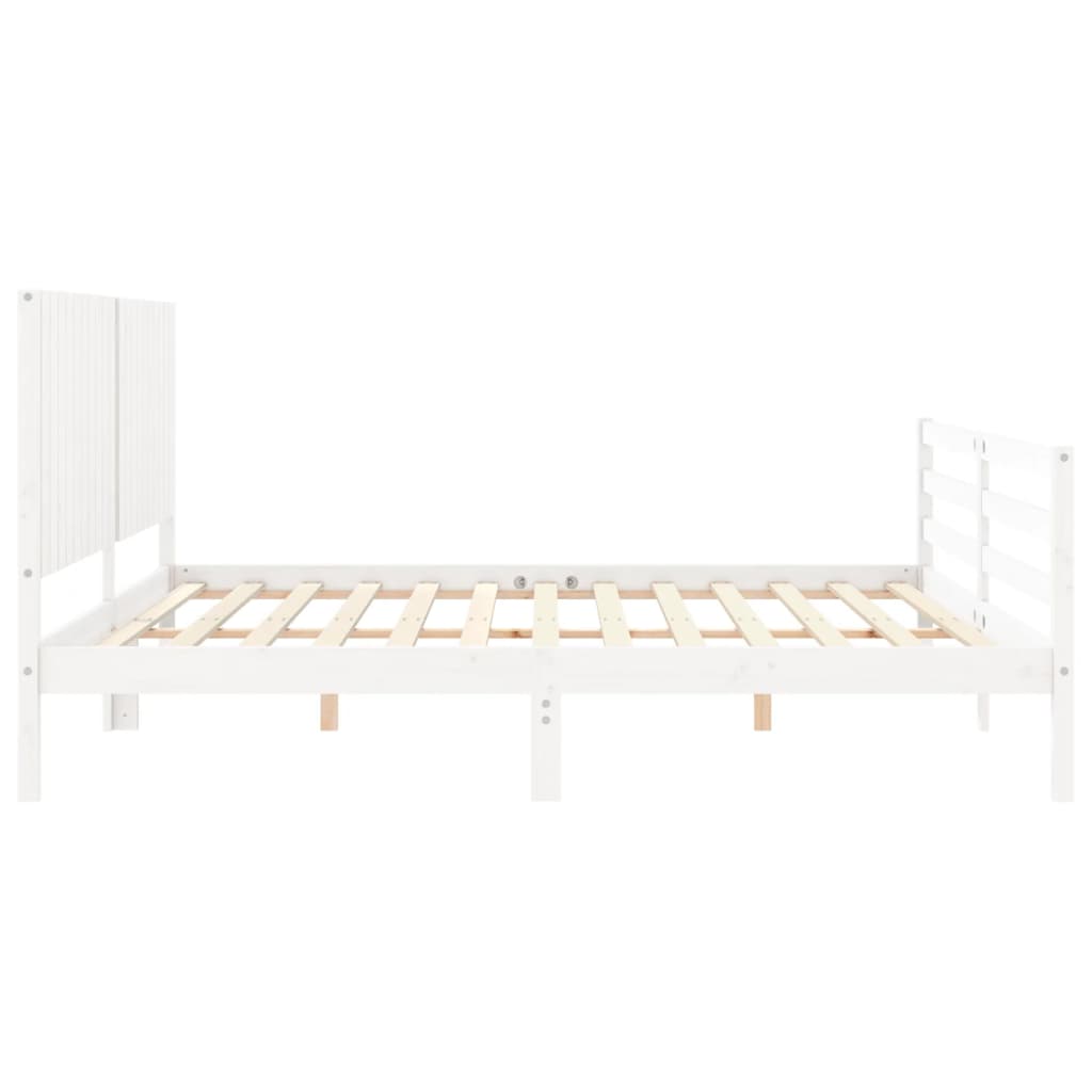 vidaXL Estructura de cama con cabecero madera maciza blanco 200x200 cm