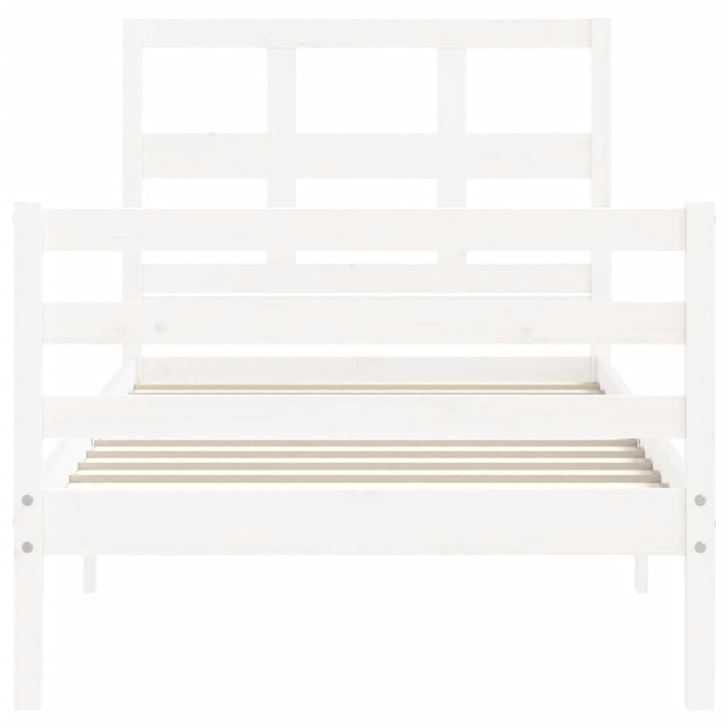 vidaXL Estructura de cama individual con cabecero madera maciza blanco