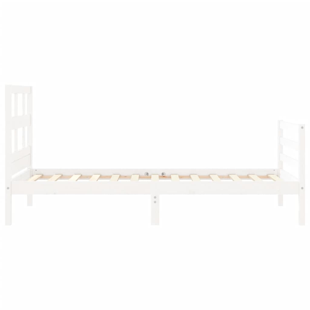 vidaXL Estructura de cama individual con cabecero madera maciza blanco