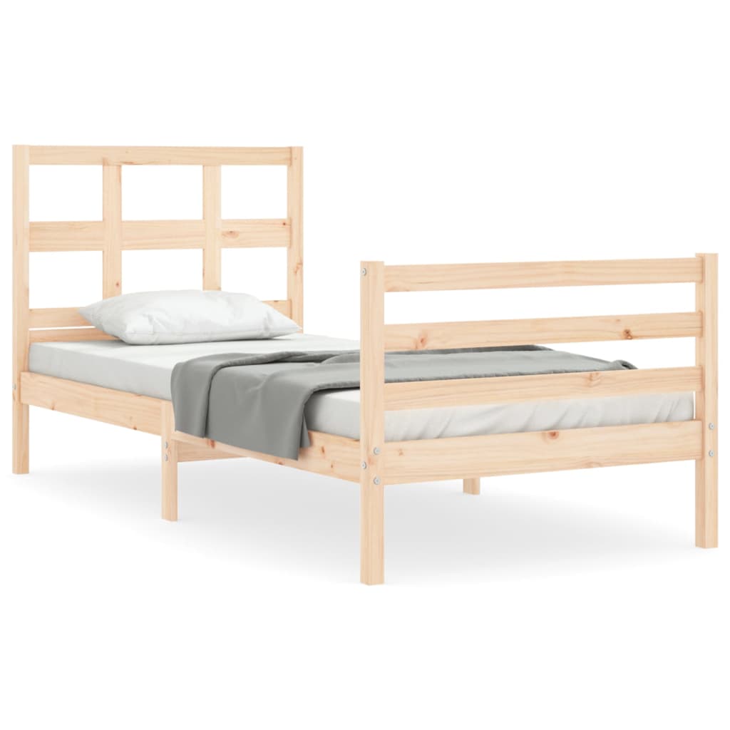 vidaXL Estructura de cama con cabecero madera maciza