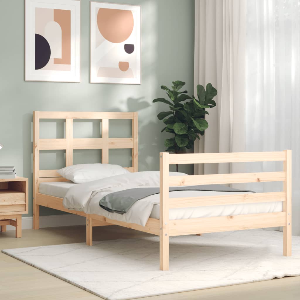 vidaXL Estructura de cama con cabecero madera maciza