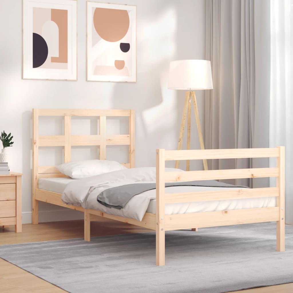 vidaXL Estructura de cama con cabecero madera maciza