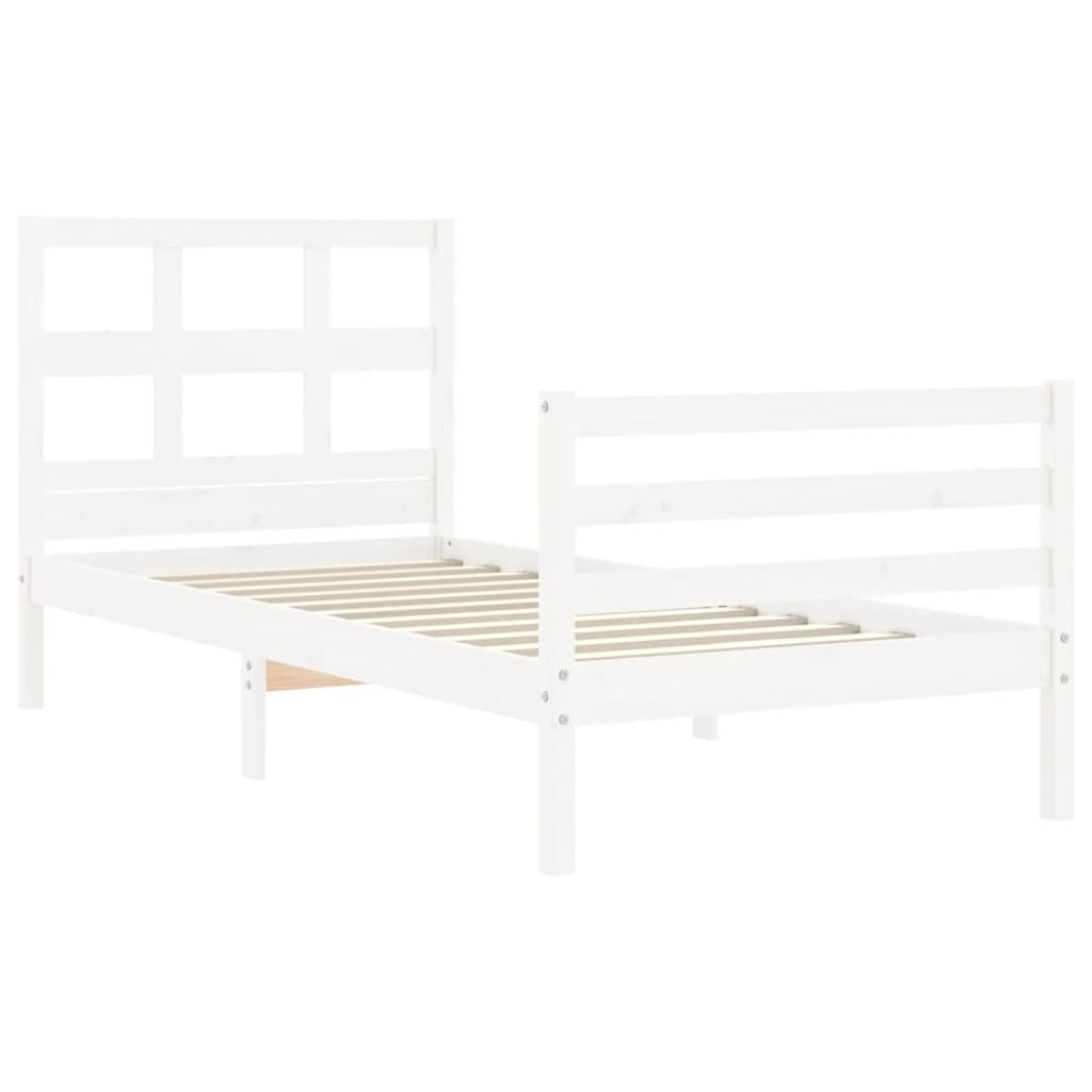 vidaXL Estructura de cama con cabecero madera maciza blanco