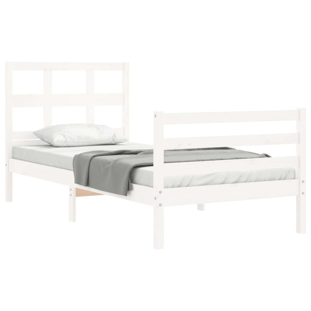 vidaXL Estructura de cama con cabecero madera maciza blanco