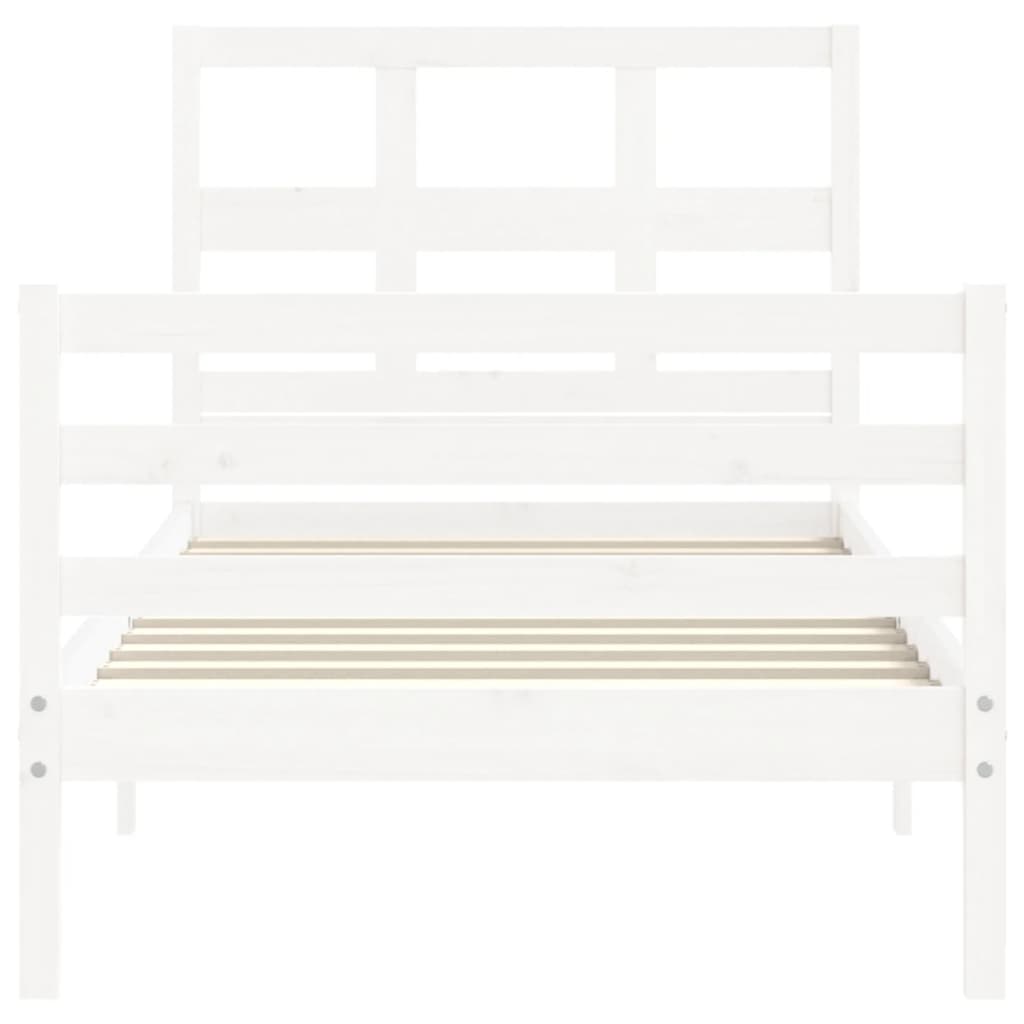 vidaXL Estructura de cama con cabecero madera maciza blanco