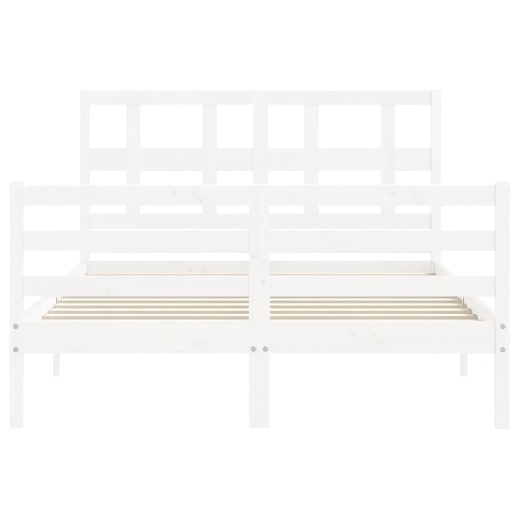 vidaXL Estructura de cama con cabecero madera maciza blanco 140x190 cm