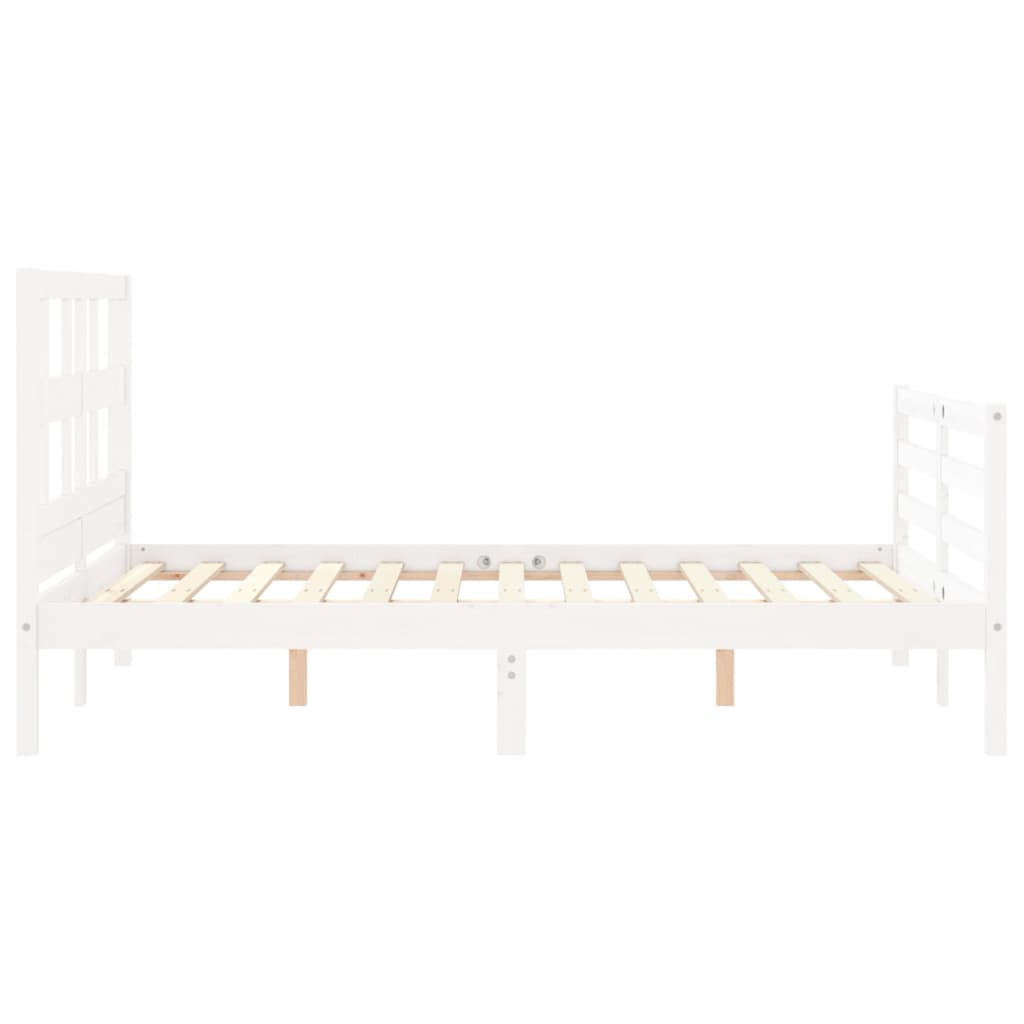 vidaXL Estructura de cama con cabecero madera maciza blanco 140x190 cm