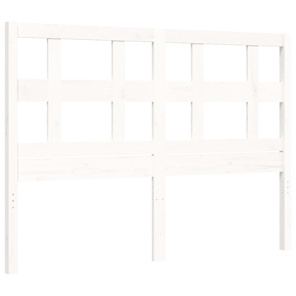 vidaXL Estructura de cama con cabecero madera maciza blanco 140x190 cm