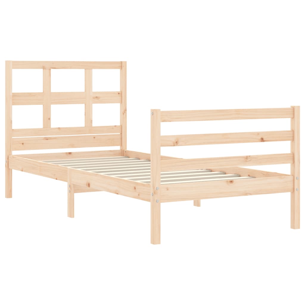 vidaXL Estructura de cama con cabecero madera maciza 90x200 cm