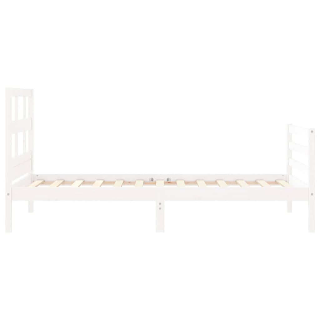 vidaXL Estructura de cama con cabecero madera maciza blanco 90x200 cm