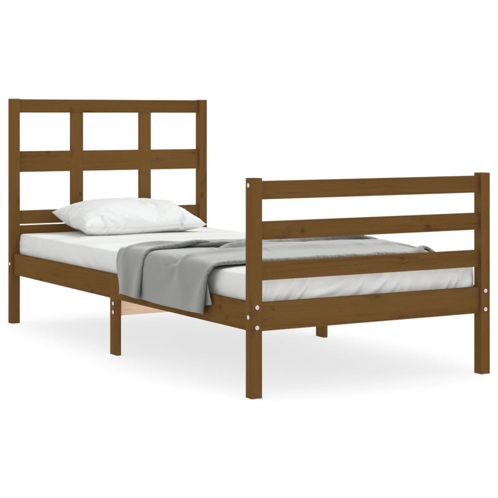 vidaXL Estructura cama con cabecero madera maciza marrón miel 90x200cm