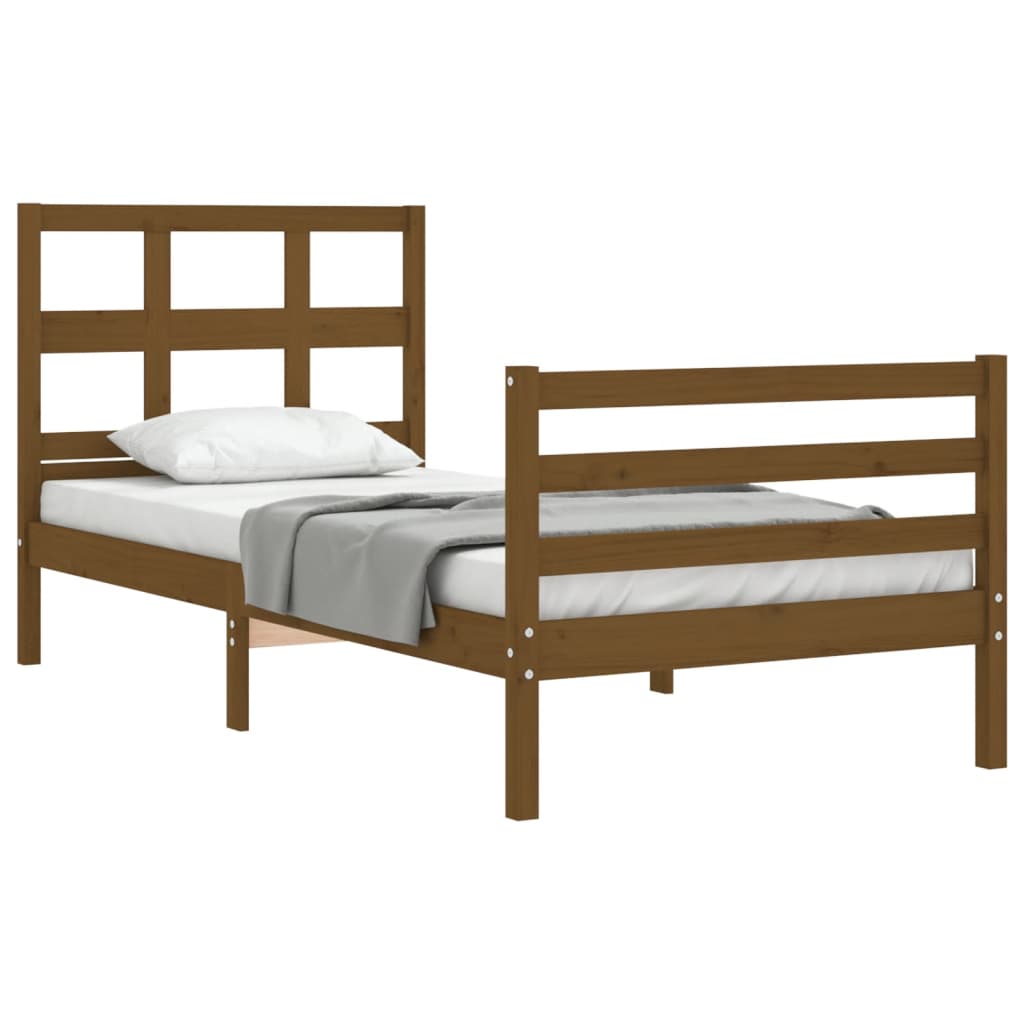 vidaXL Estructura cama con cabecero madera maciza marrón miel 90x200cm