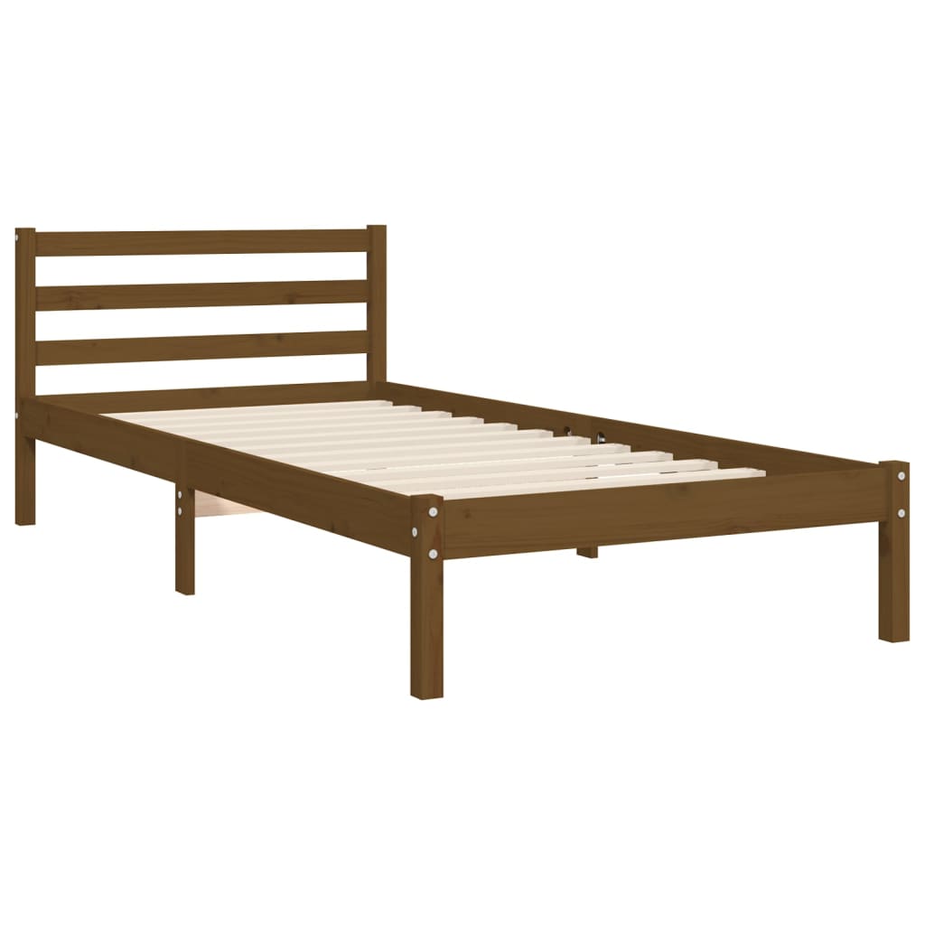 vidaXL Estructura cama con cabecero madera maciza marrón miel 90x200cm