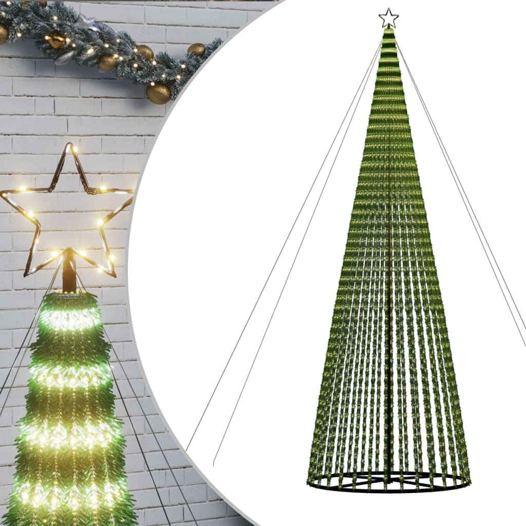 vidaXL Árbol de Navidad cono de luz 1544 LEDs blanco cálido 500 cm