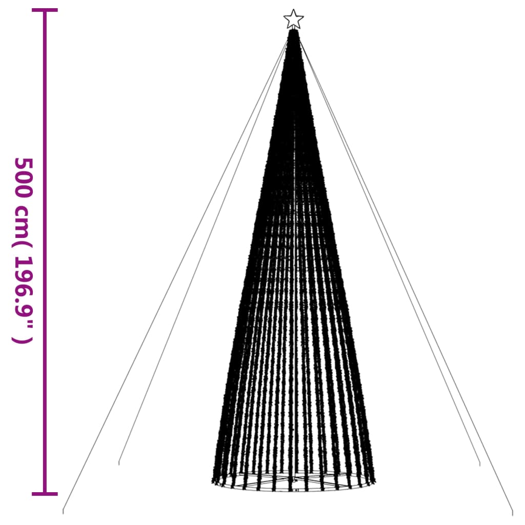 vidaXL Árbol de Navidad cono de luz 1544 LEDs blanco cálido 500 cm