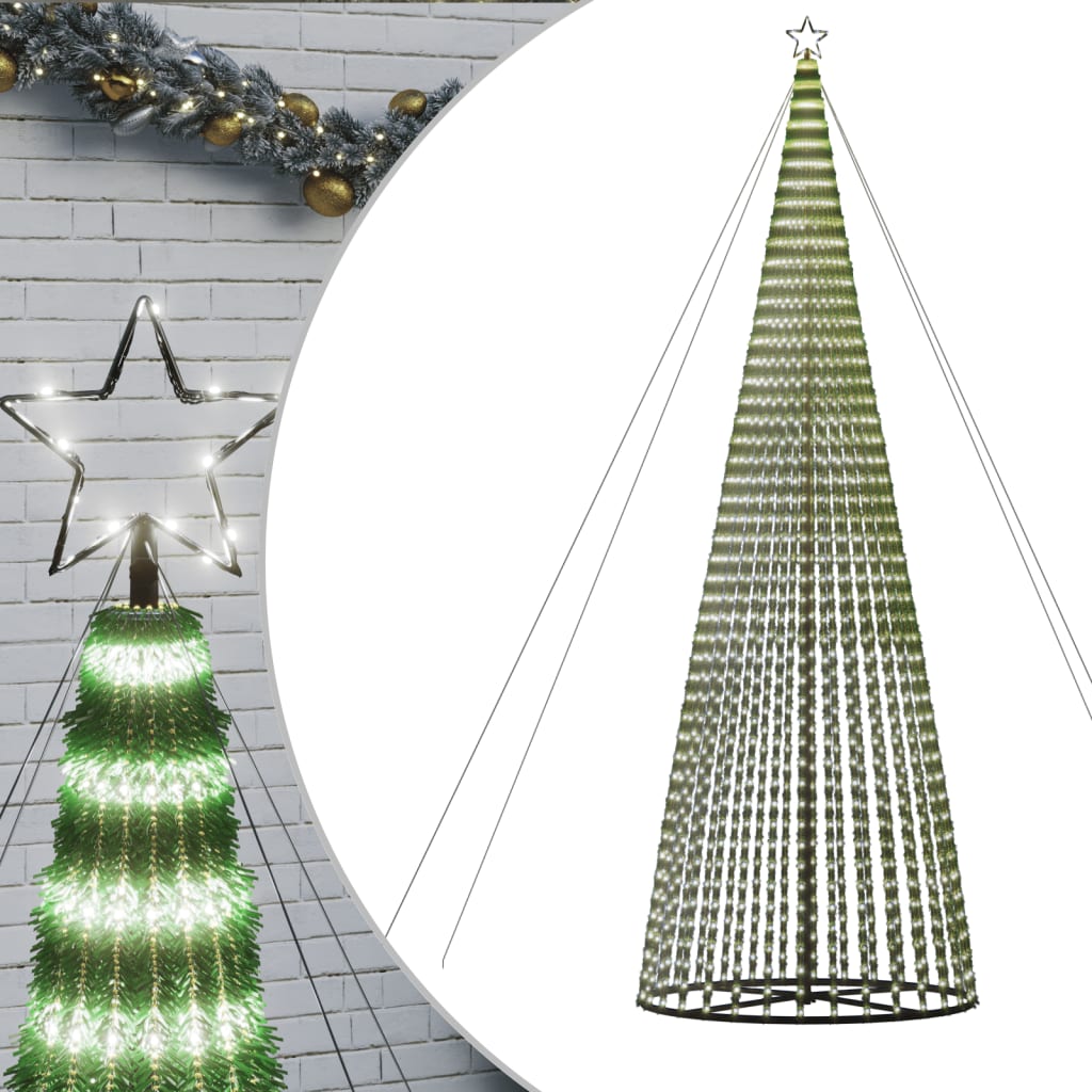 vidaXL Árbol de Navidad cono de luz 1544 LEDs blanco frío 500 cm