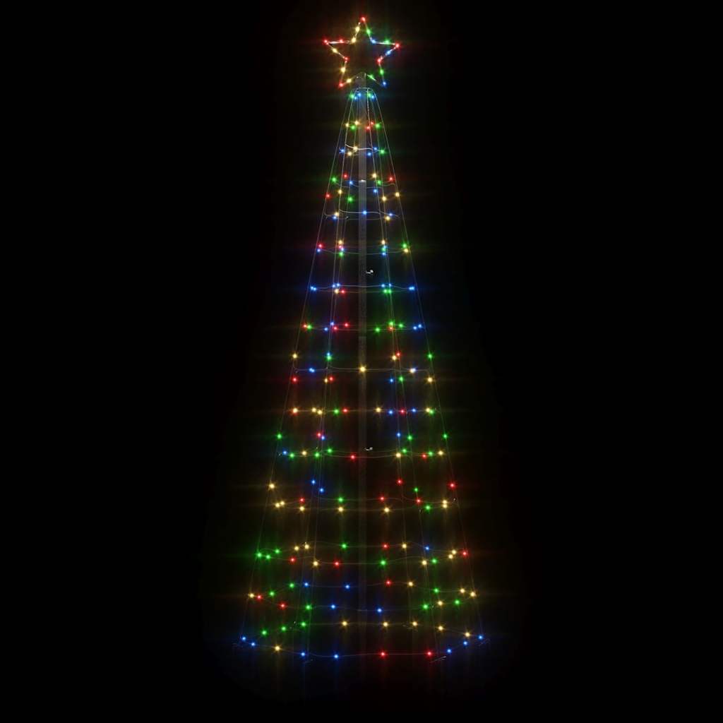 vidaXL Árbol de Navidad cono con estacas 220 LEDs de colores 180 cm