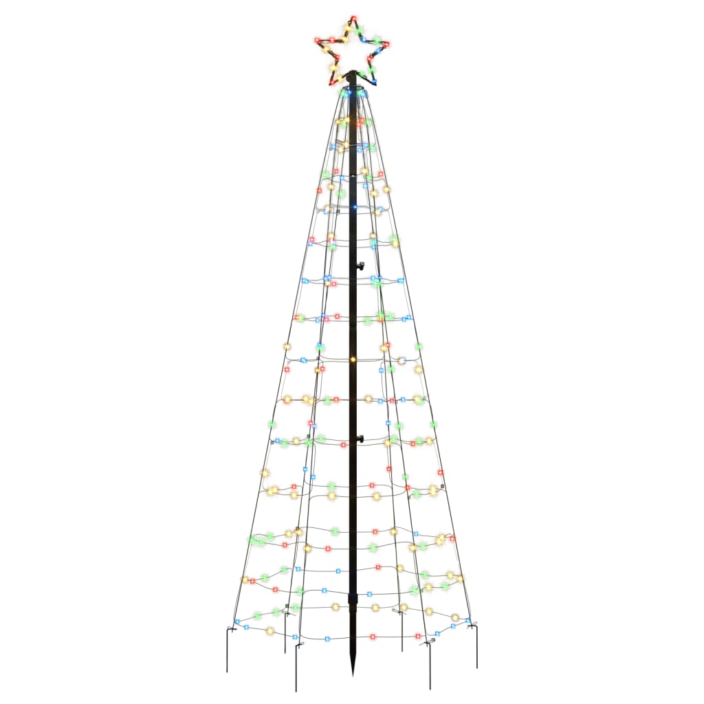 vidaXL Árbol de Navidad cono con estacas 220 LEDs de colores 180 cm