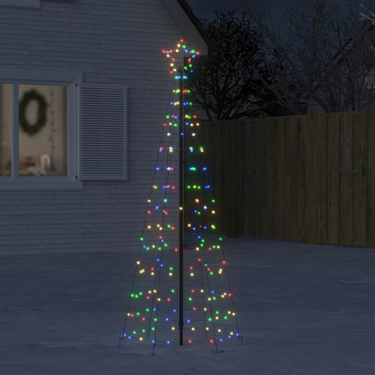 vidaXL Árbol de Navidad cono con estacas 220 LEDs de colores 180 cm