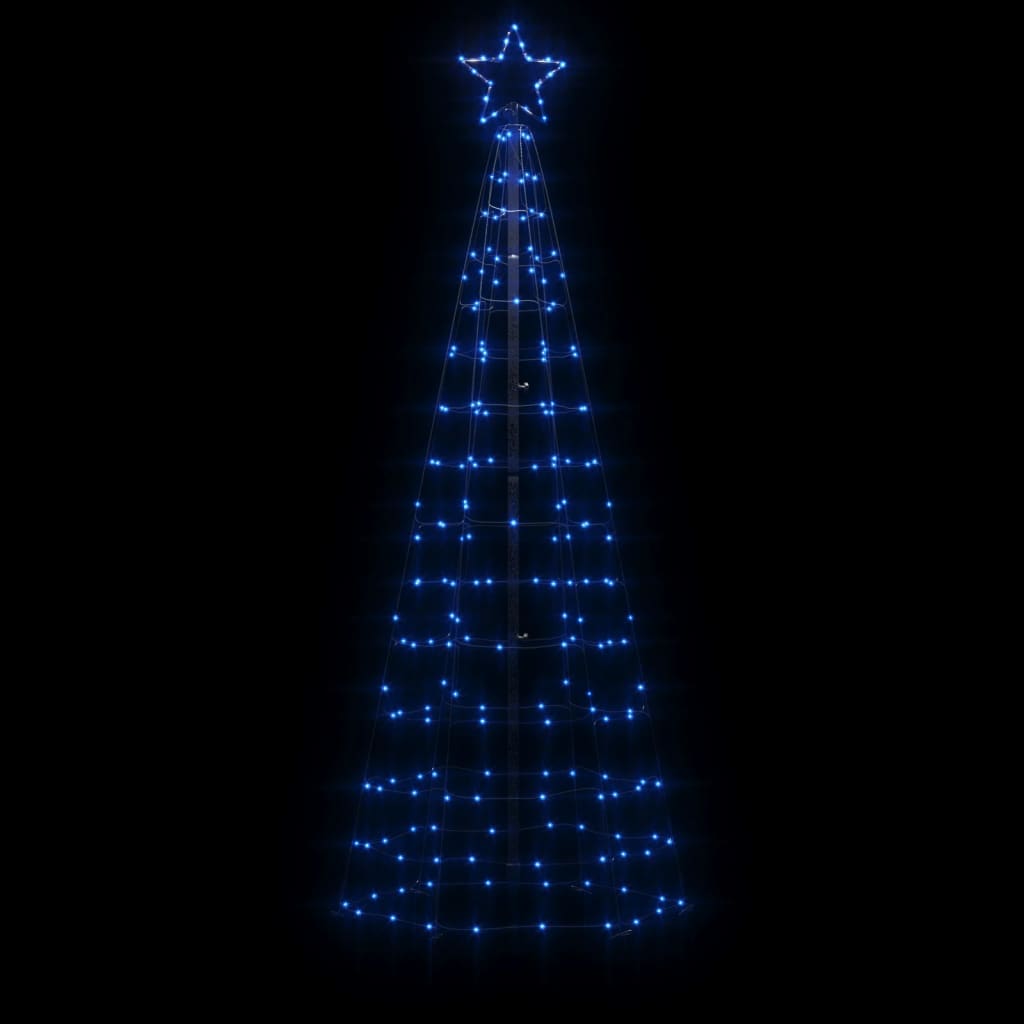 vidaXL Árbol de Navidad cono con estacas 220 LEDs azul 180 cm