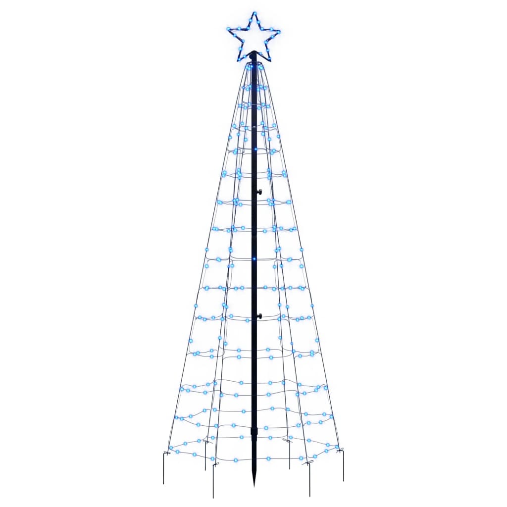 vidaXL Árbol de Navidad cono con estacas 220 LEDs azul 180 cm