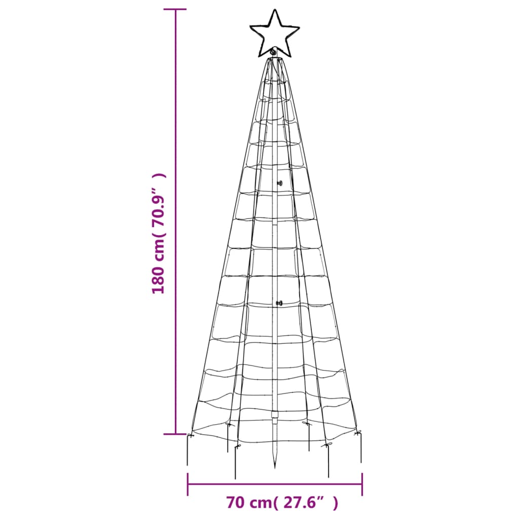 vidaXL Árbol de Navidad cono con estacas 220 LEDs azul 180 cm