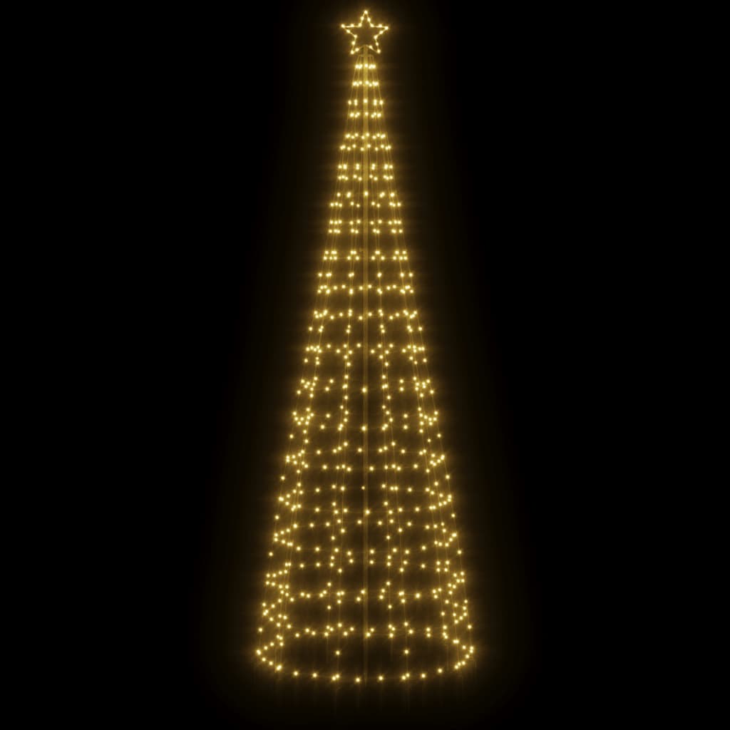 vidaXL Árbol de Navidad cono con estacas 570 LEDs blanco cálido 300 cm