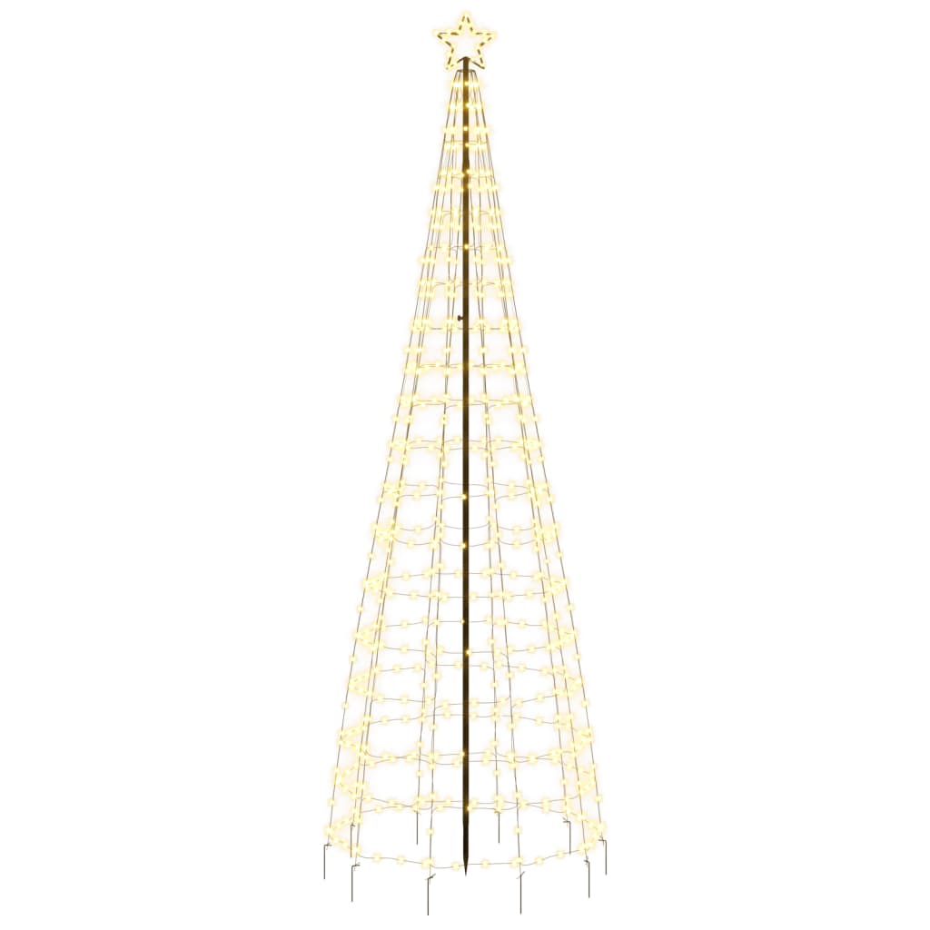 vidaXL Árbol de Navidad cono con estacas 570 LEDs blanco cálido 300 cm