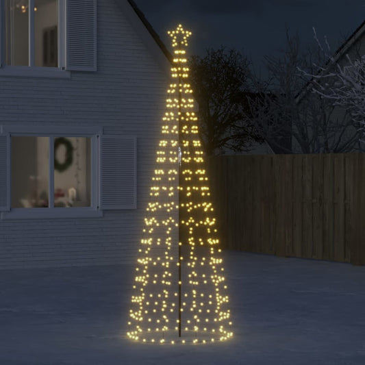 vidaXL Árbol de Navidad cono con estacas 570 LEDs blanco cálido 300 cm