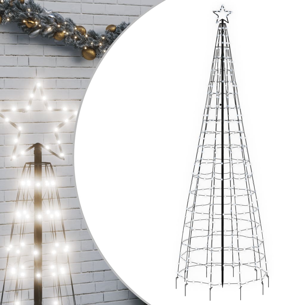 vidaXL Árbol de Navidad cono con estacas 570 LEDs blanco frío 300 cm