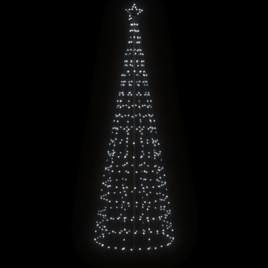 vidaXL Árbol de Navidad cono con estacas 570 LEDs blanco frío 300 cm