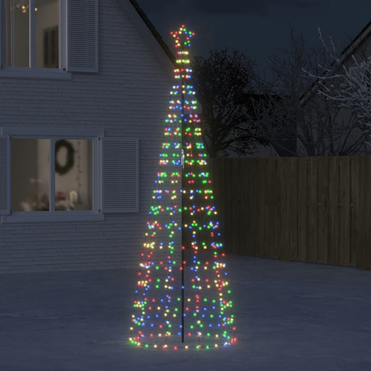 vidaXL Árbol de Navidad cono con estacas 570 LEDs de colores 300 cm