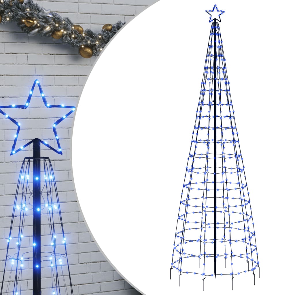 vidaXL Árbol de Navidad cono con estacas 570 LEDs azul 300 cm