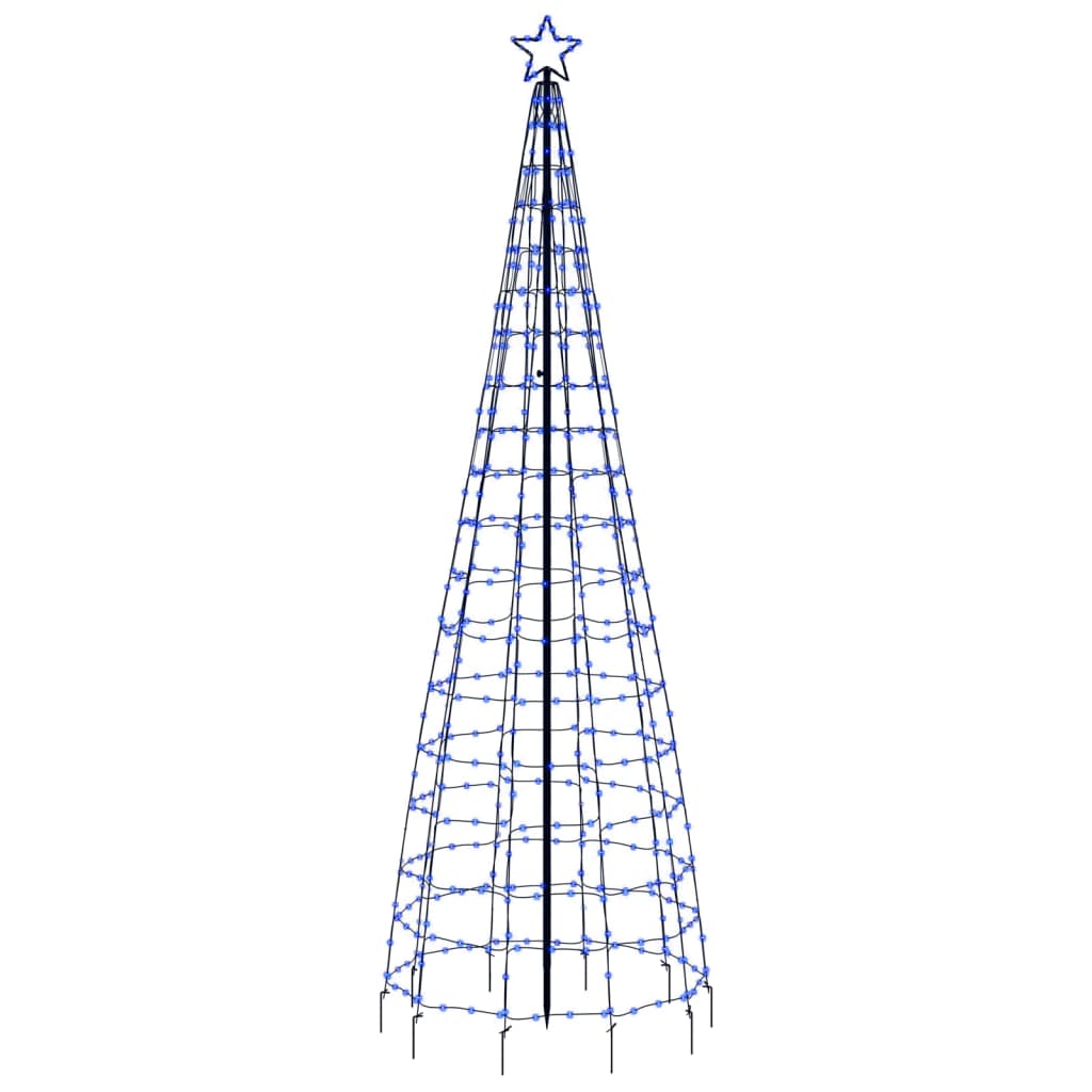 vidaXL Árbol de Navidad cono con estacas 570 LEDs azul 300 cm