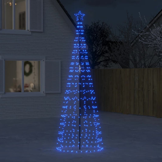 vidaXL Árbol de Navidad cono con estacas 570 LEDs azul 300 cm