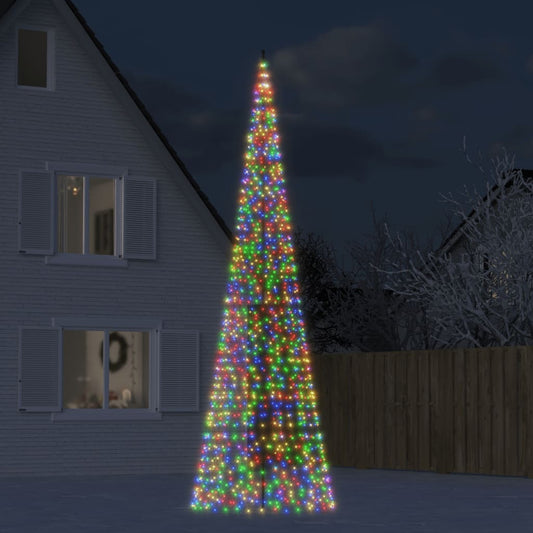 vidaXL Árbol de Navidad en asta de bandera 1534 LED colores 500 cm
