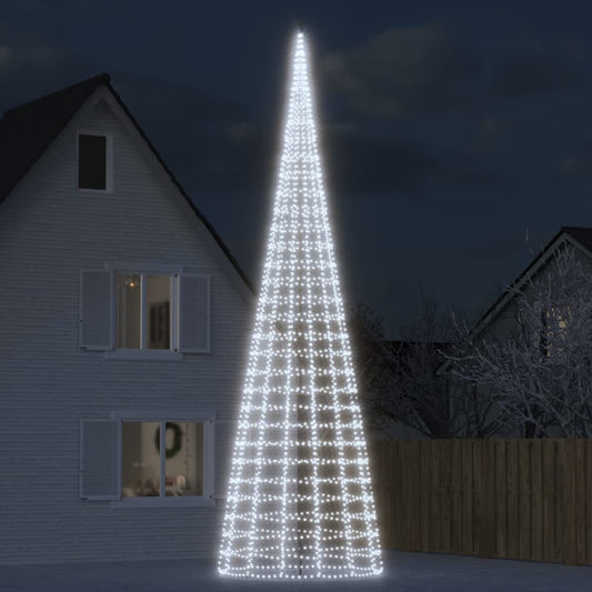 vidaXL Árbol de Navidad en asta de bandera 3000 LED blanco frío 800 cm