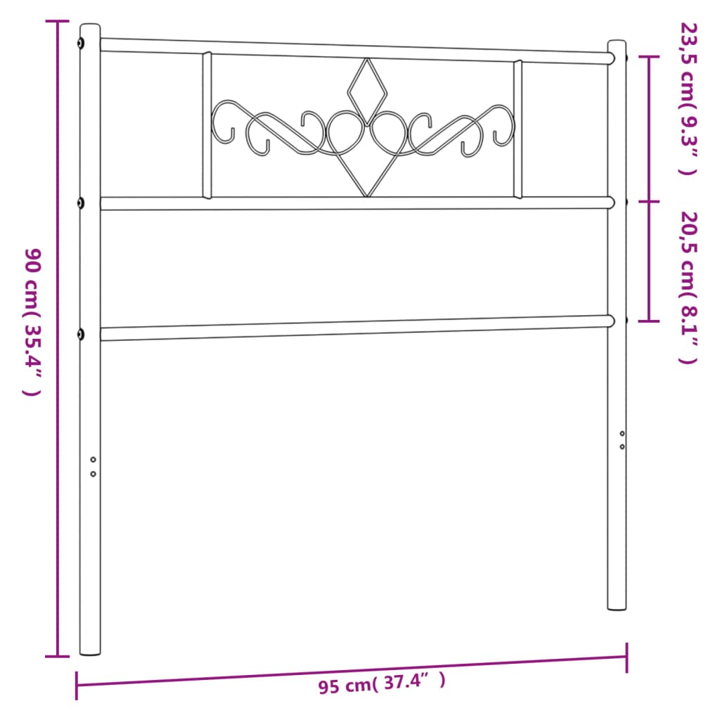 vidaXL Cabecero de metal blanco 90 cm