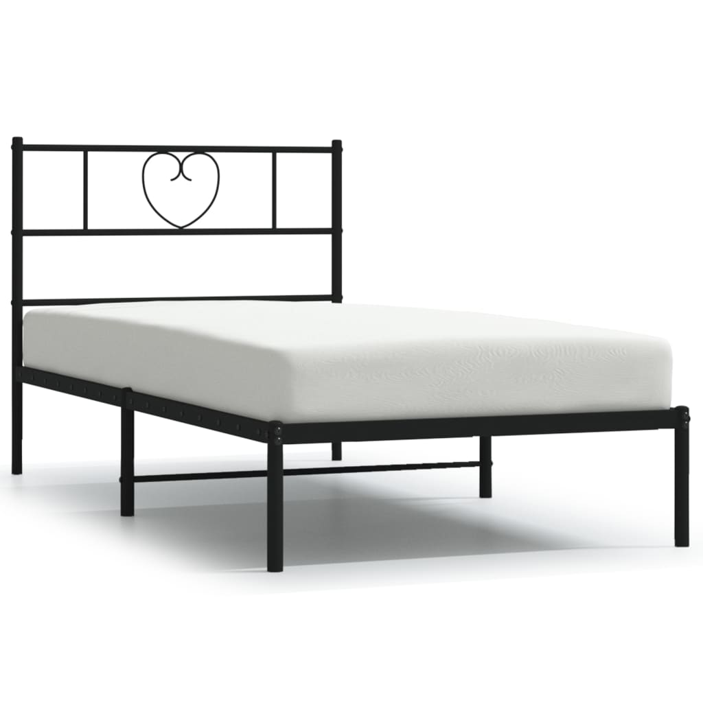 vidaXL Estructura cama sin colchón con cabecero metal negro 75x190 cm