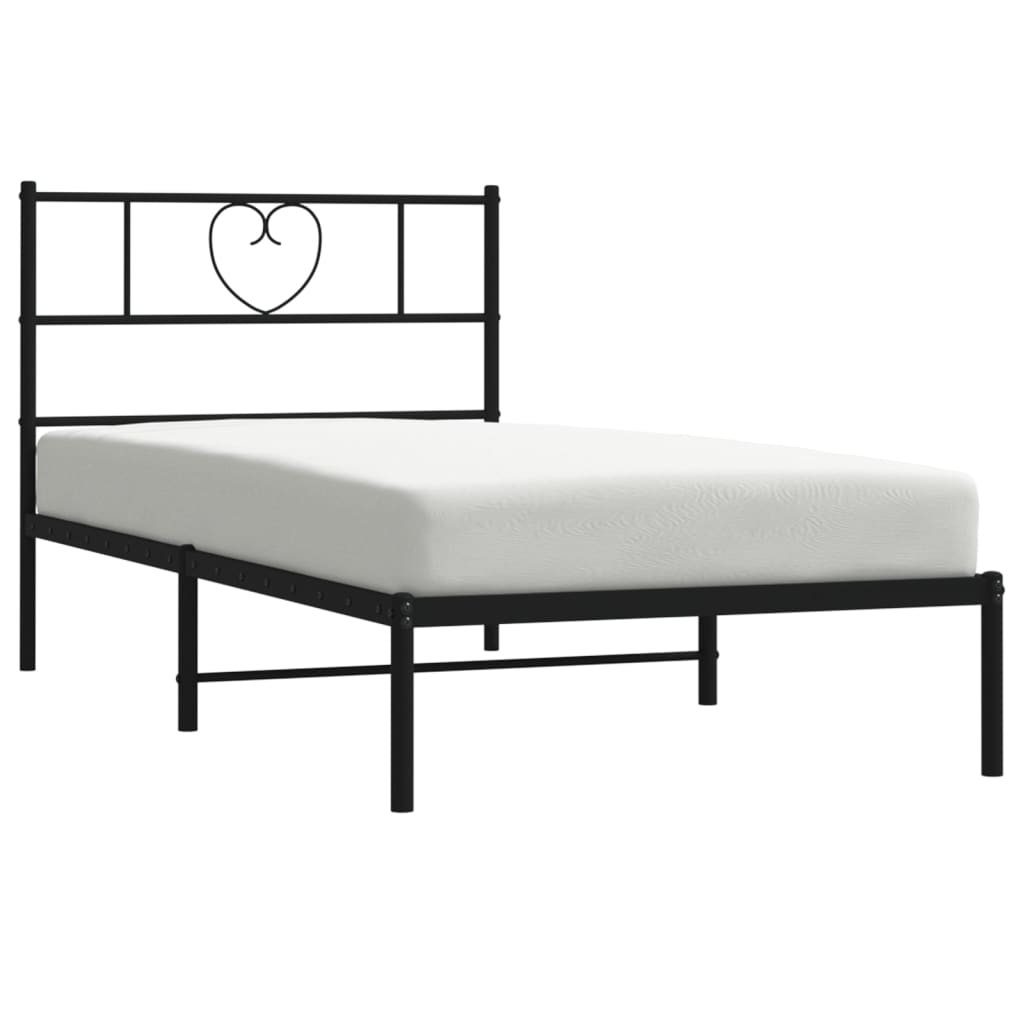 vidaXL Estructura cama sin colchón con cabecero metal negro 75x190 cm