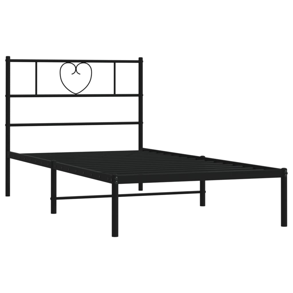 vidaXL Estructura cama sin colchón con cabecero metal negro 75x190 cm