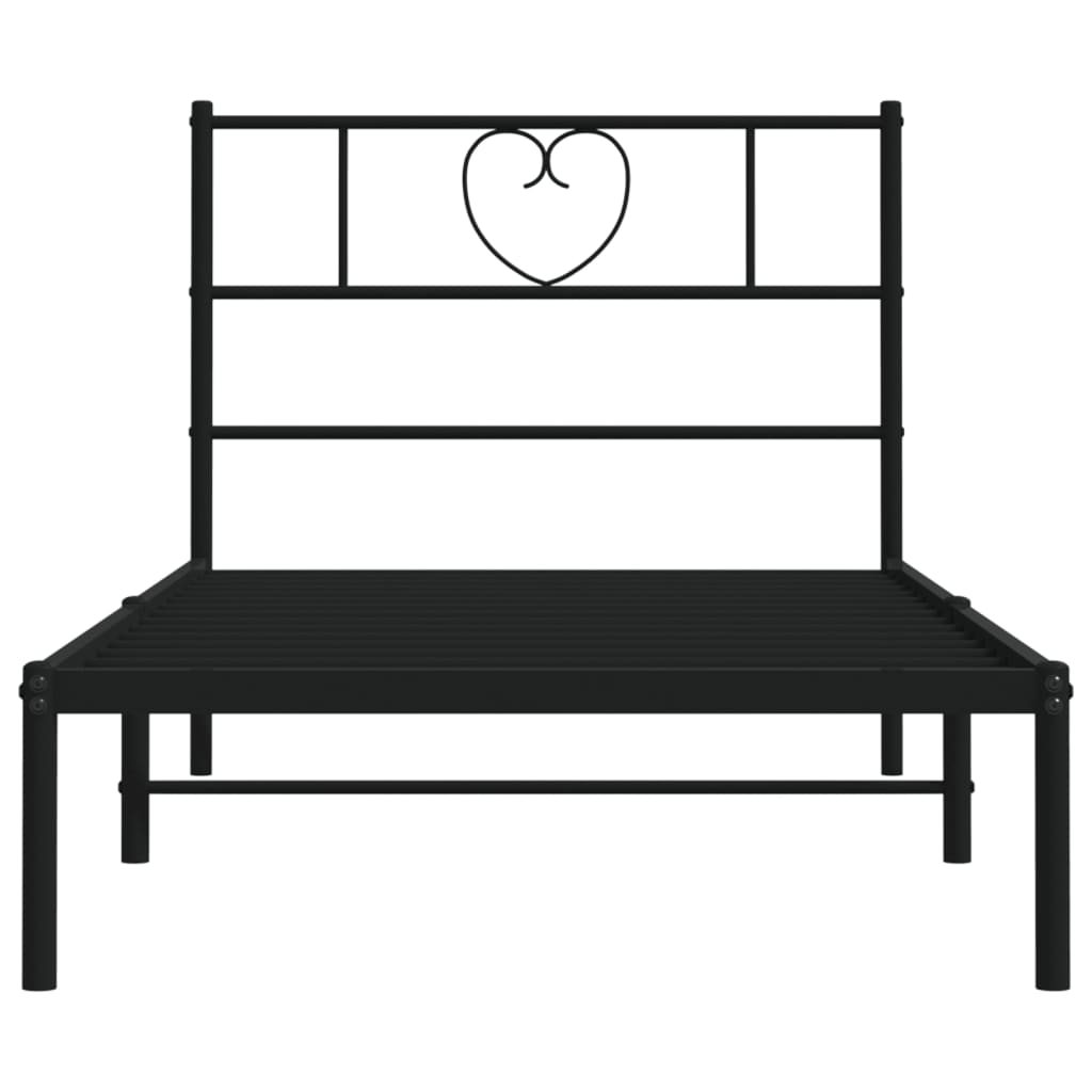 vidaXL Estructura cama sin colchón con cabecero metal negro 75x190 cm