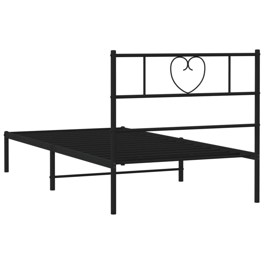 vidaXL Estructura cama sin colchón con cabecero metal negro 75x190 cm