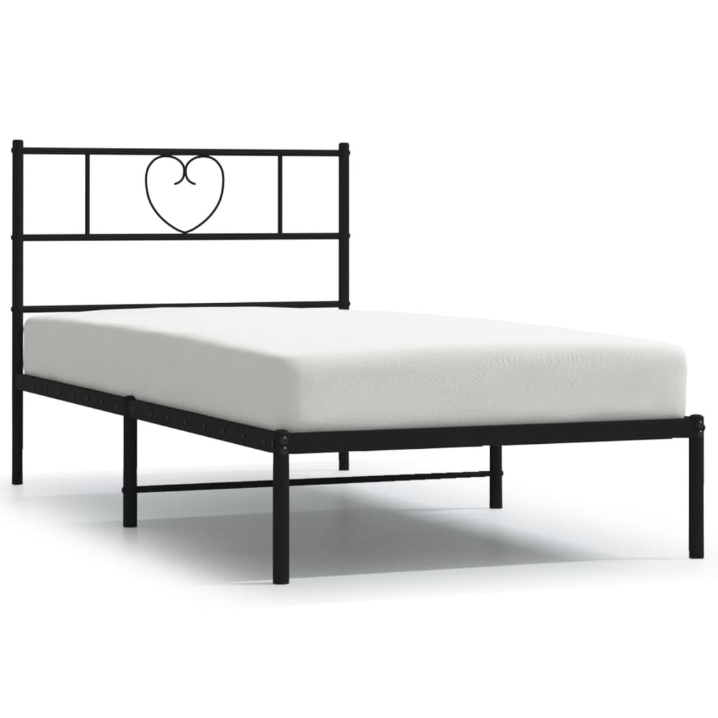 vidaXL Estructura cama sin colchón con cabecero metal negro 80x200 cm