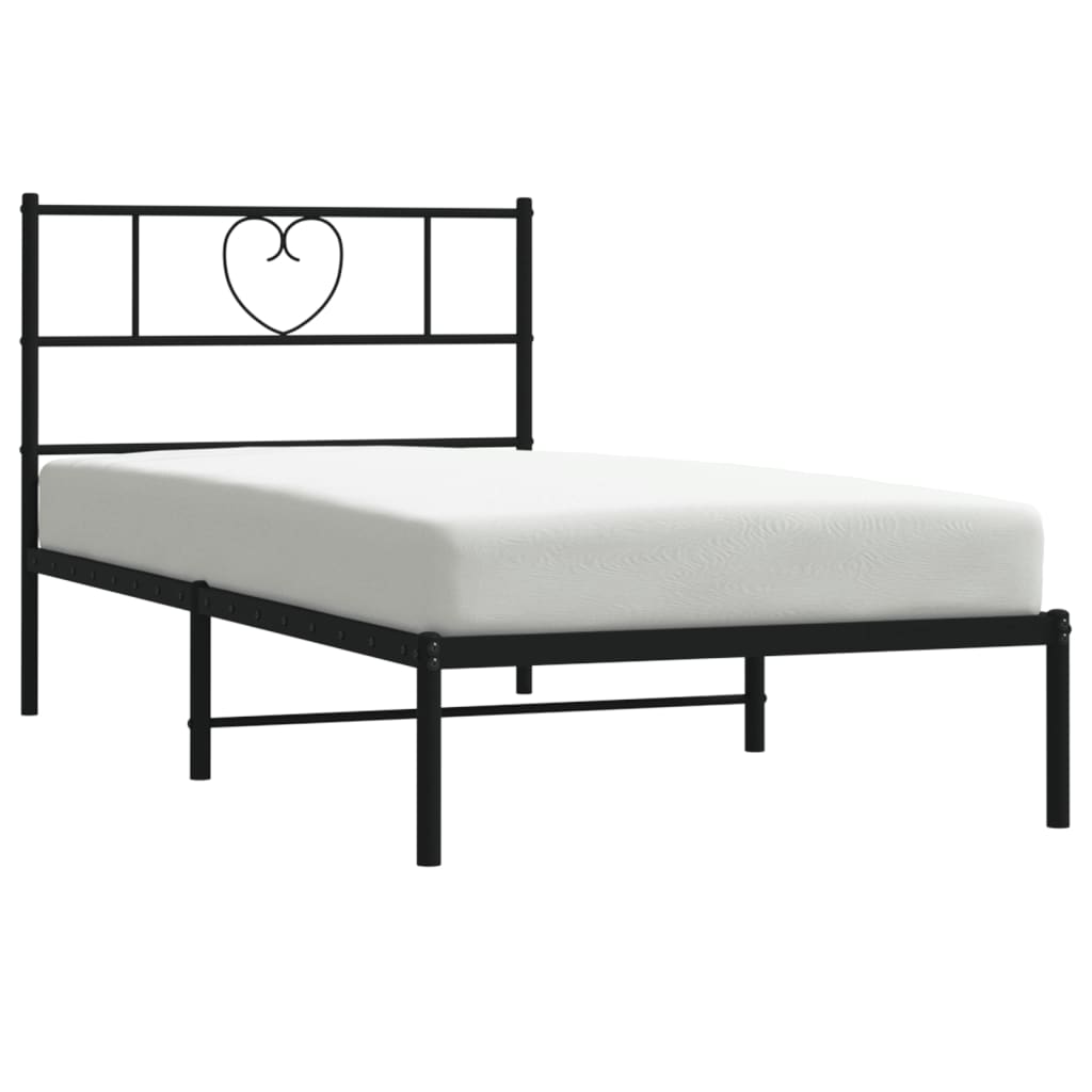 vidaXL Estructura cama sin colchón con cabecero metal negro 80x200 cm