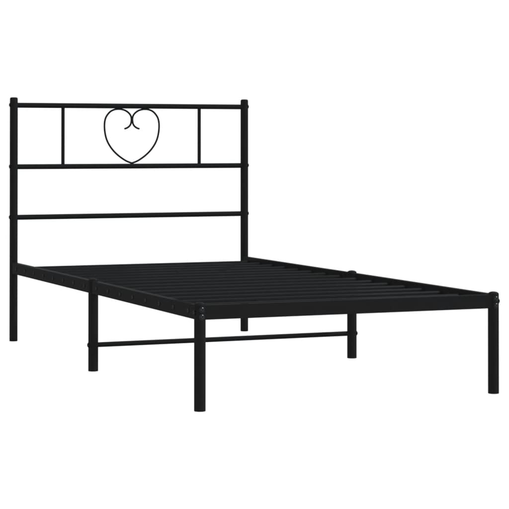 vidaXL Estructura cama sin colchón con cabecero metal negro 80x200 cm