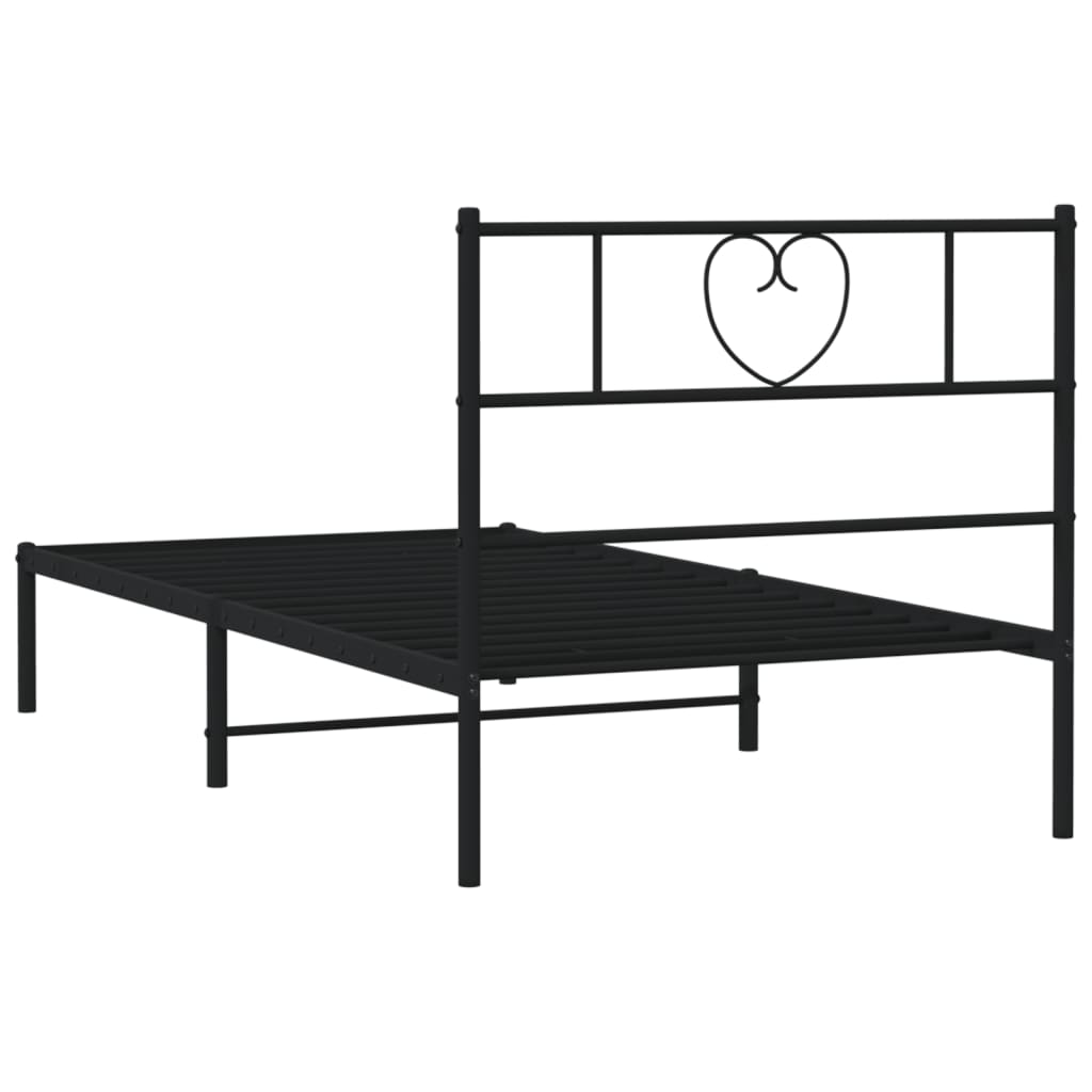 vidaXL Estructura cama sin colchón con cabecero metal negro 80x200 cm