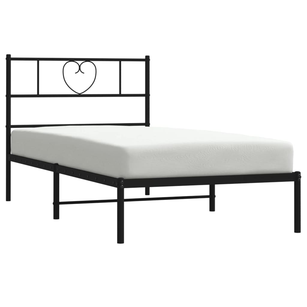 vidaXL Estructura cama sin colchón con cabecero metal negro 90x190 cm